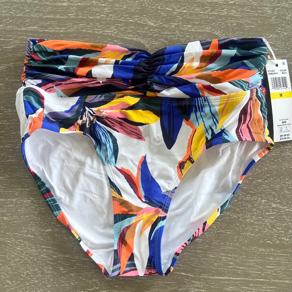 Anne Cole Women's Riviera Floral Shirred Waistband Bikini Swim Bottom Size M - Picture 6 of 6
